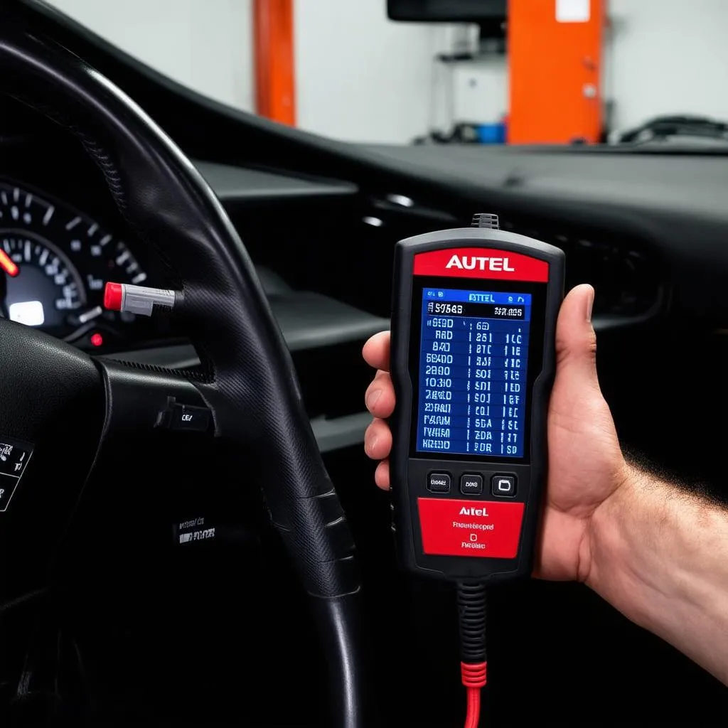 Autel Scanner Connected to Car