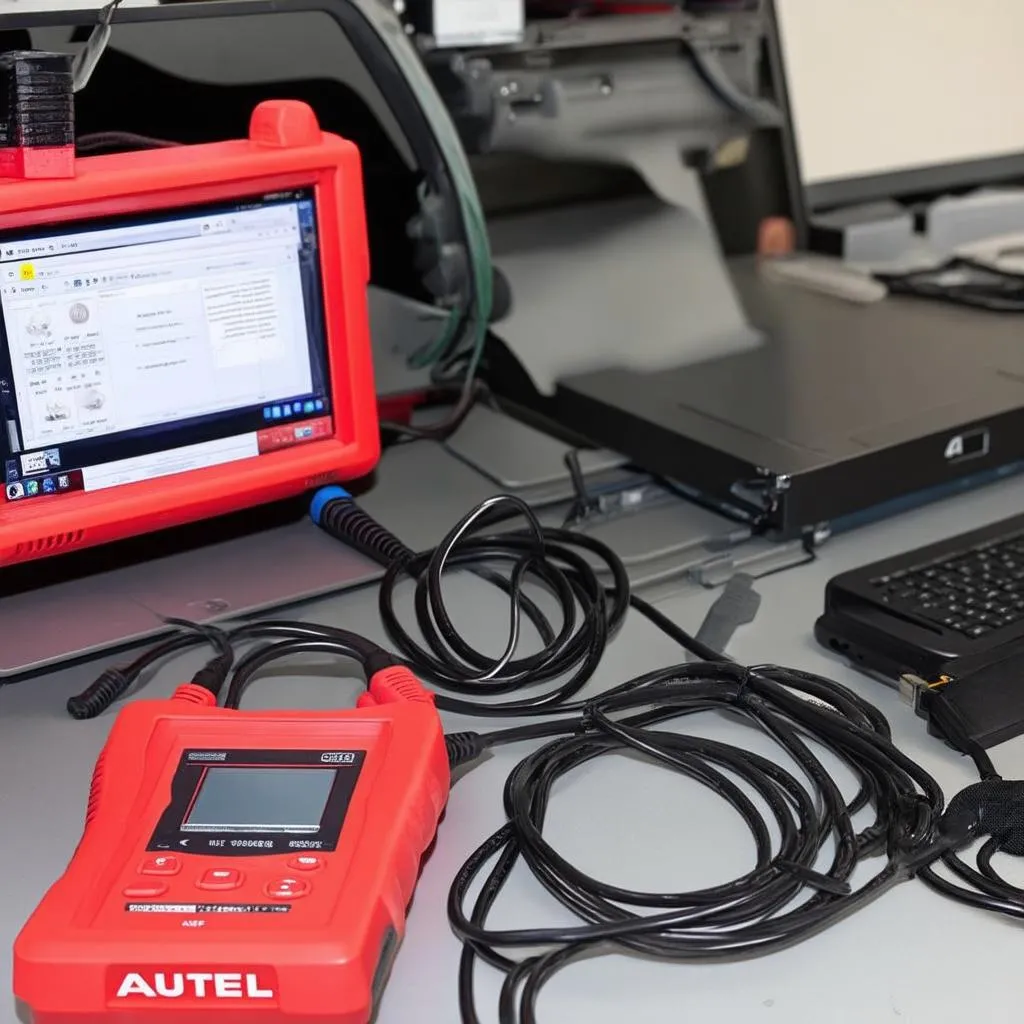 Autel Scanner Connected to a Computer