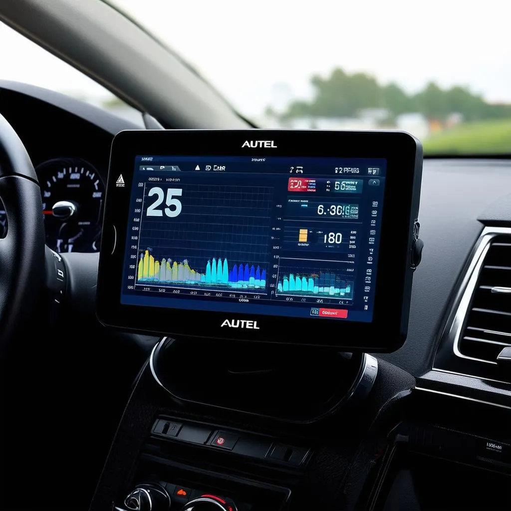 Autel scanner displaying car diagnostics