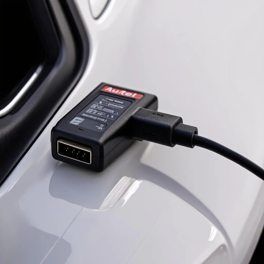 autel-scanner-dongle-connected-to-obd-ii-port