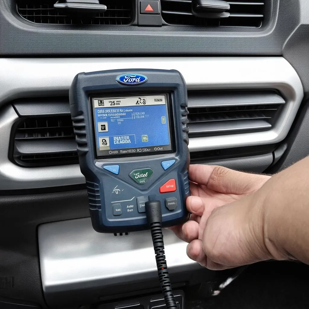 Autel scanner connected to a Ford Ranger