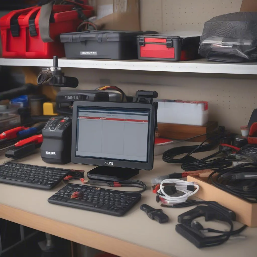 Autel Diagnostic Scanner in a Garage