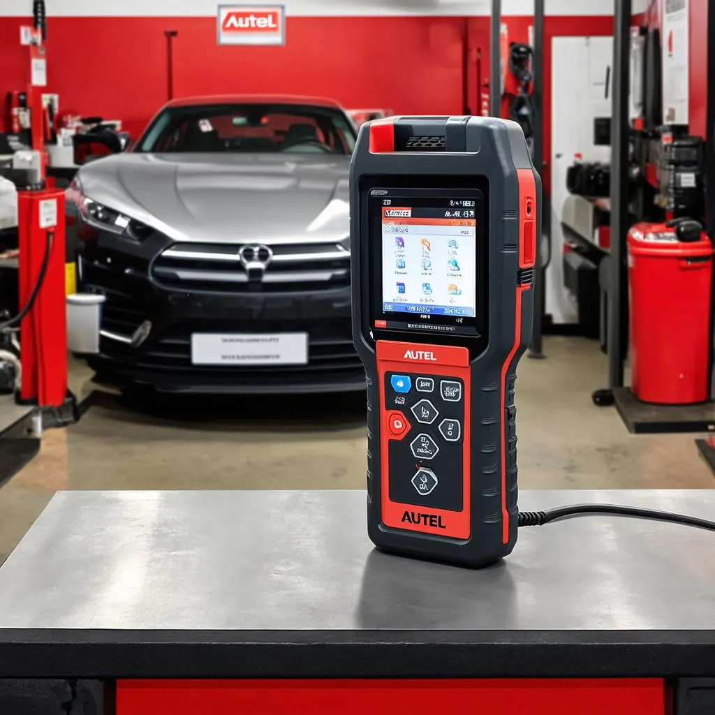 Autel diagnostic tool in an auto shop