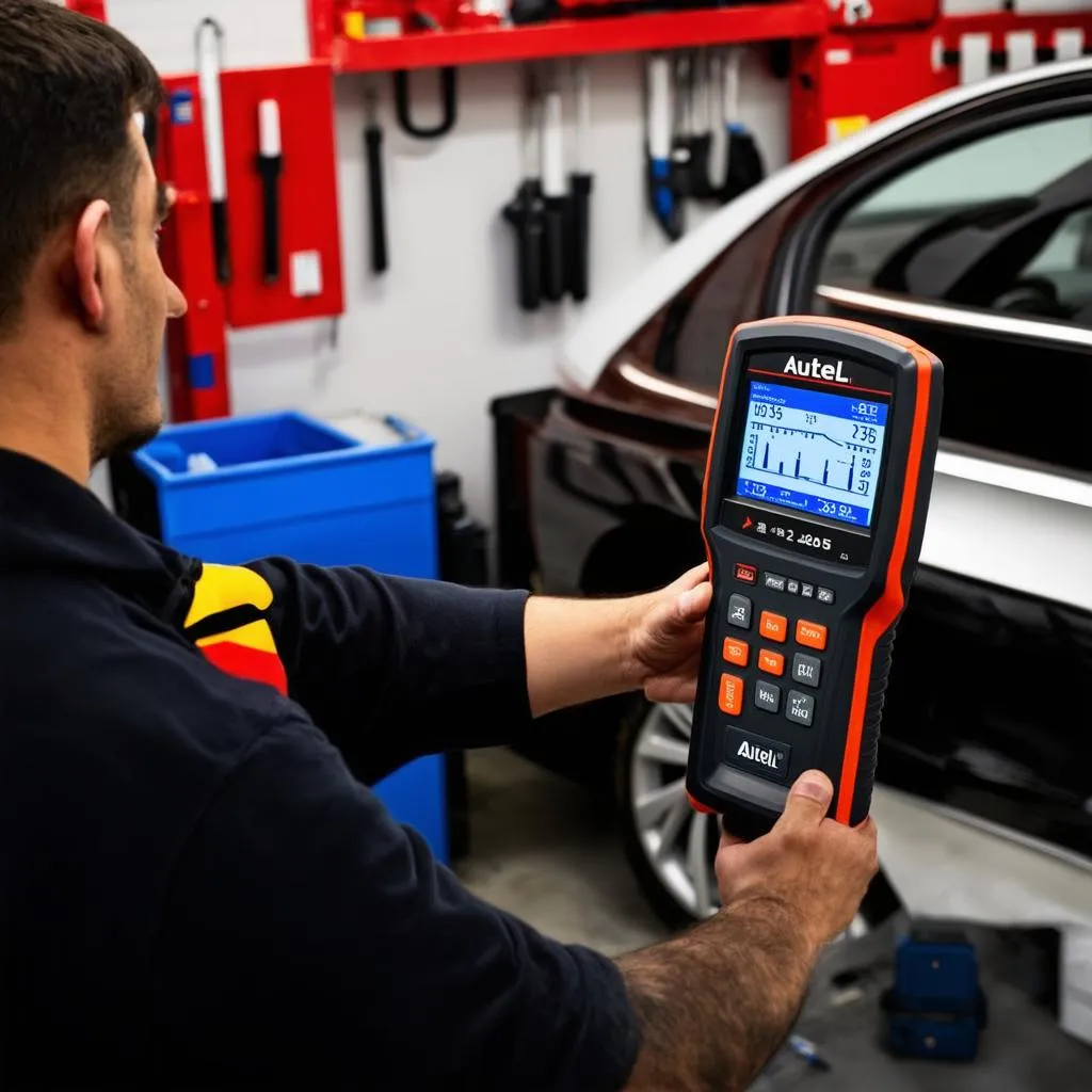 Autel Scanner in a Mechanic Shop