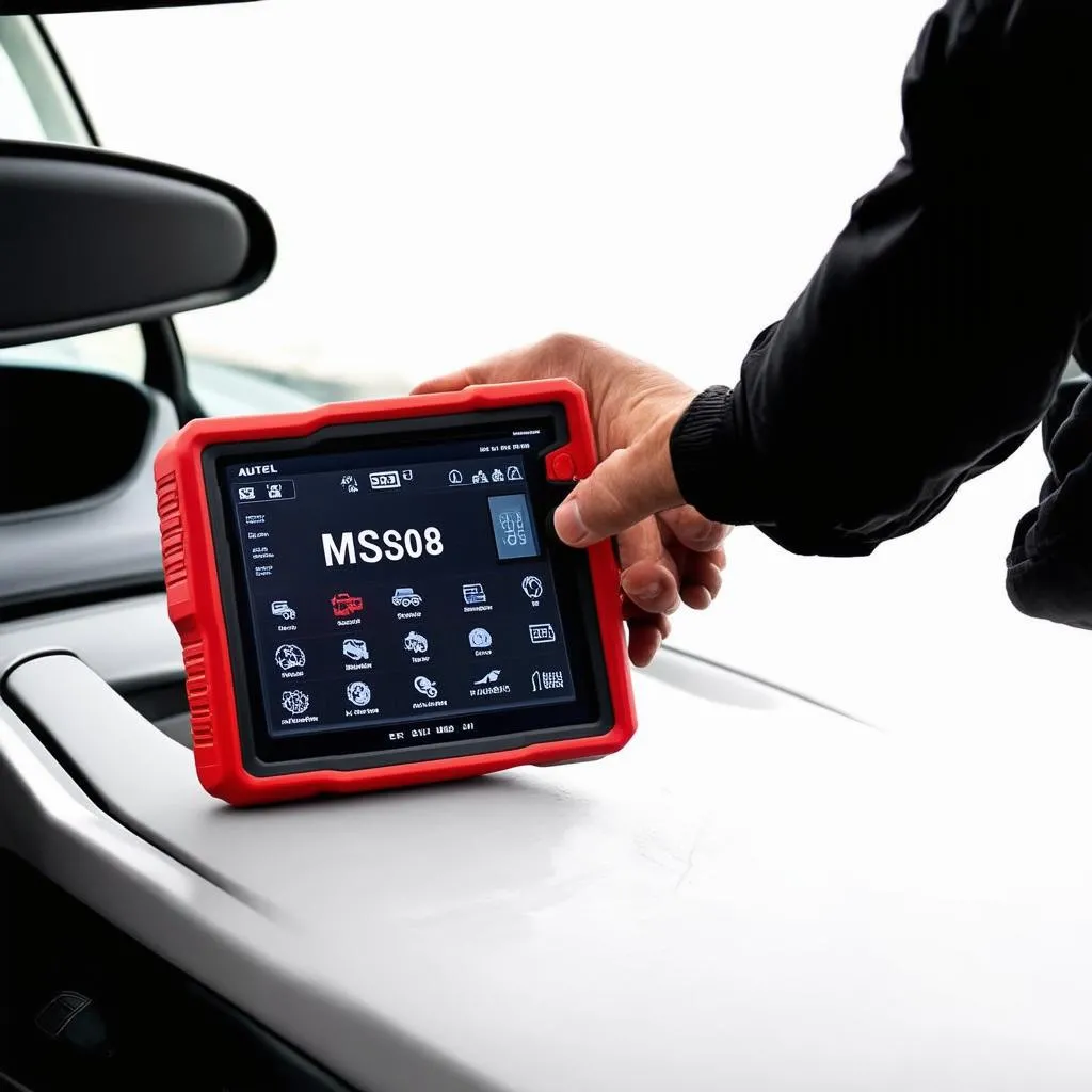 Autel MS808 Scanner Connected to Car