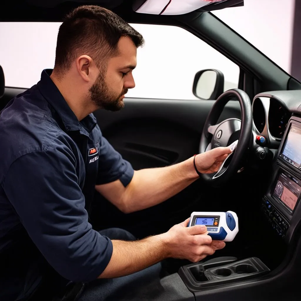 Autel Scanner being used on a car