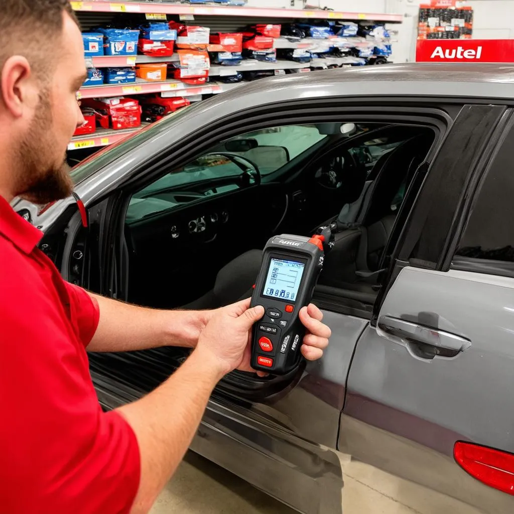 Autel scanner at a parts store