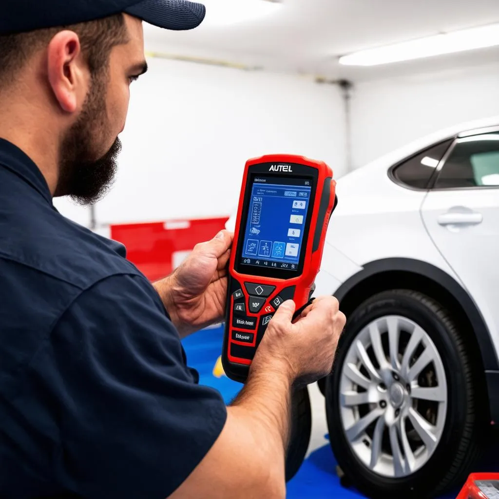 Autel Scanner Connected to a Vehicle