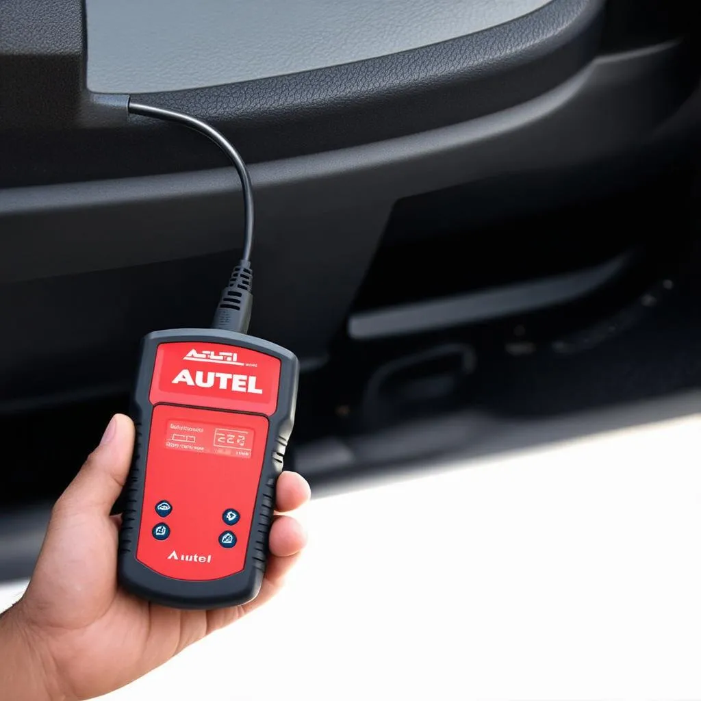 Autel Scanner Connected to a Vehicle