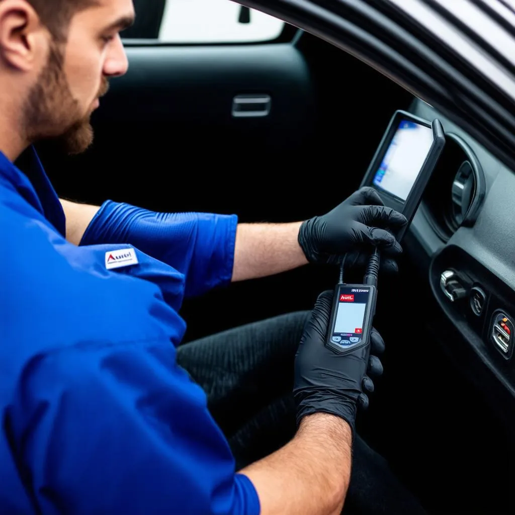 Autel Smart Controller Diagnosing a Car