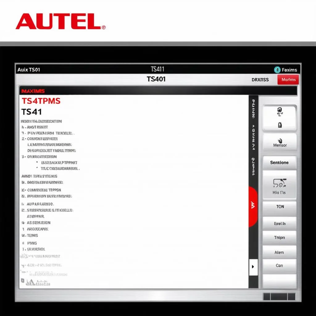 Autel TS401 Maxitpms Diagnostic Tool Screen