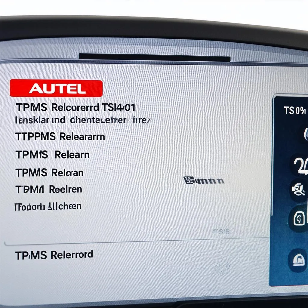 Autel TS401 screen with TPMS relearn options