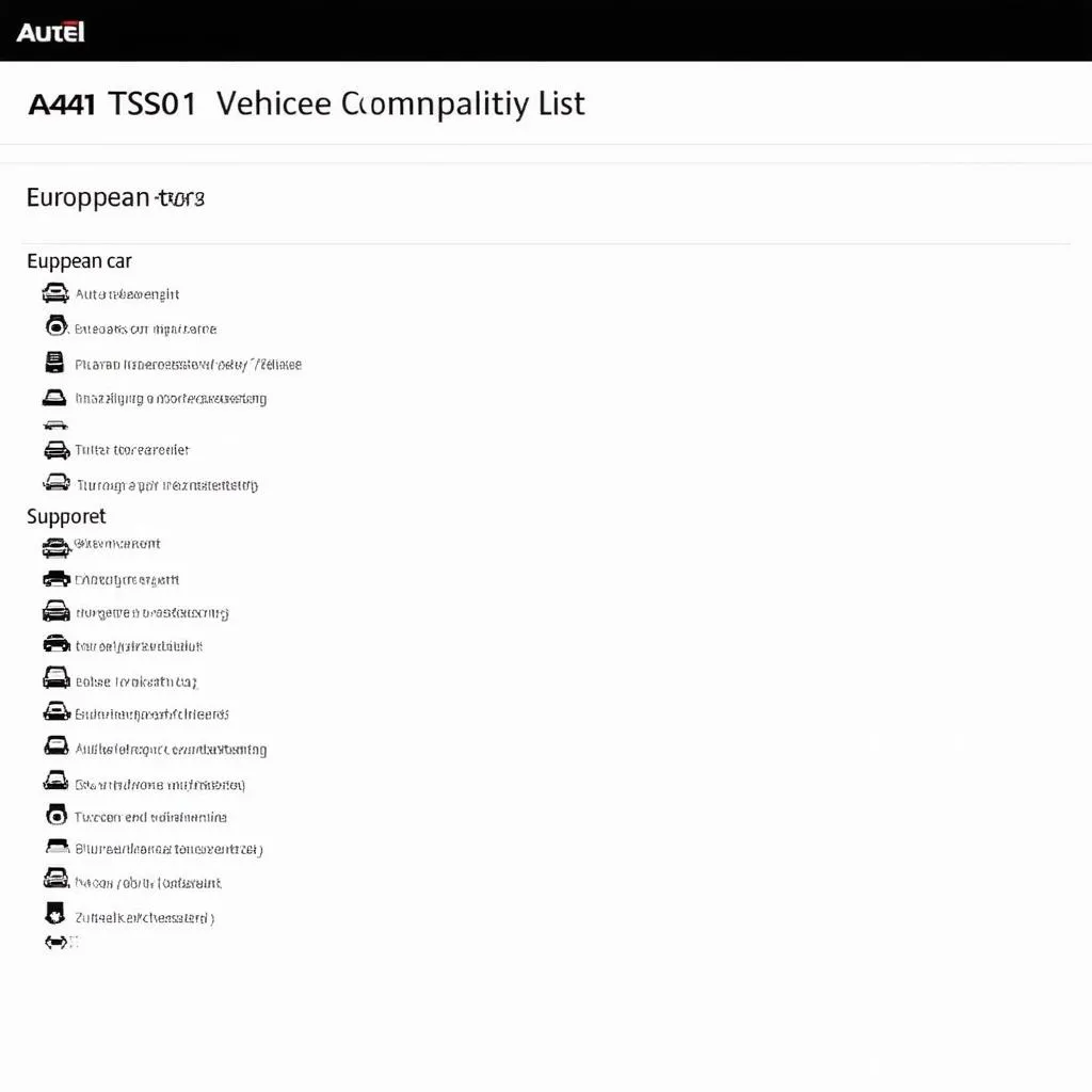 European car models compatible with Autel TS401