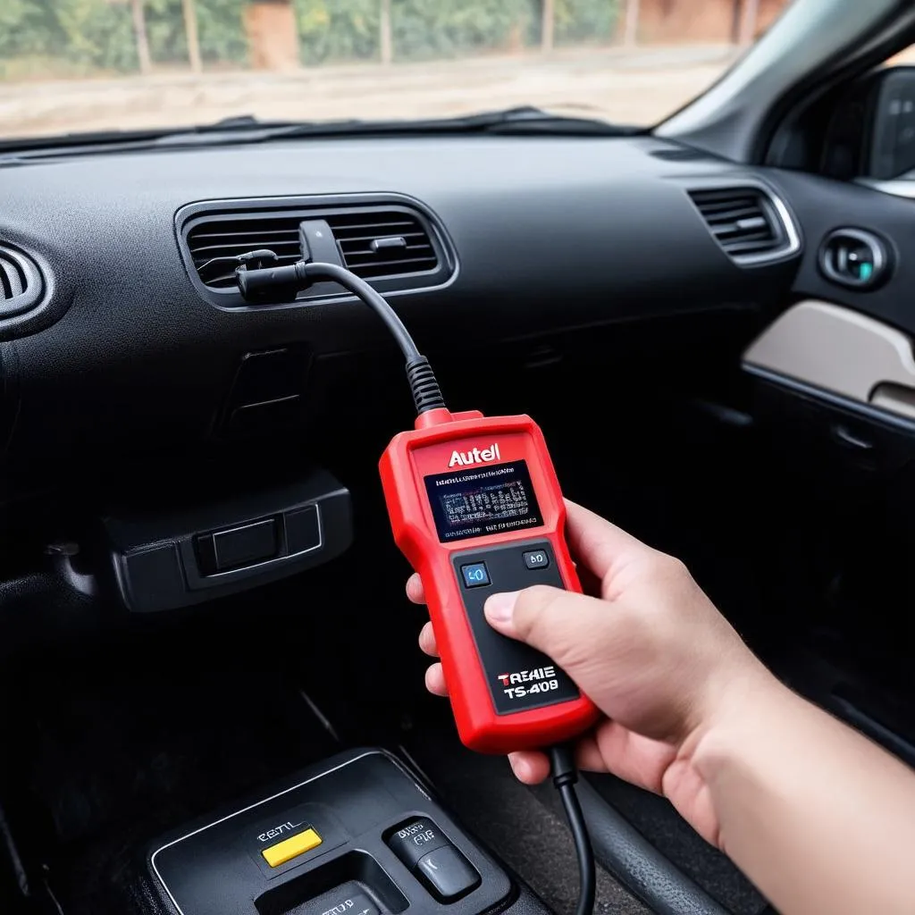 Autel TS408 connected to a car