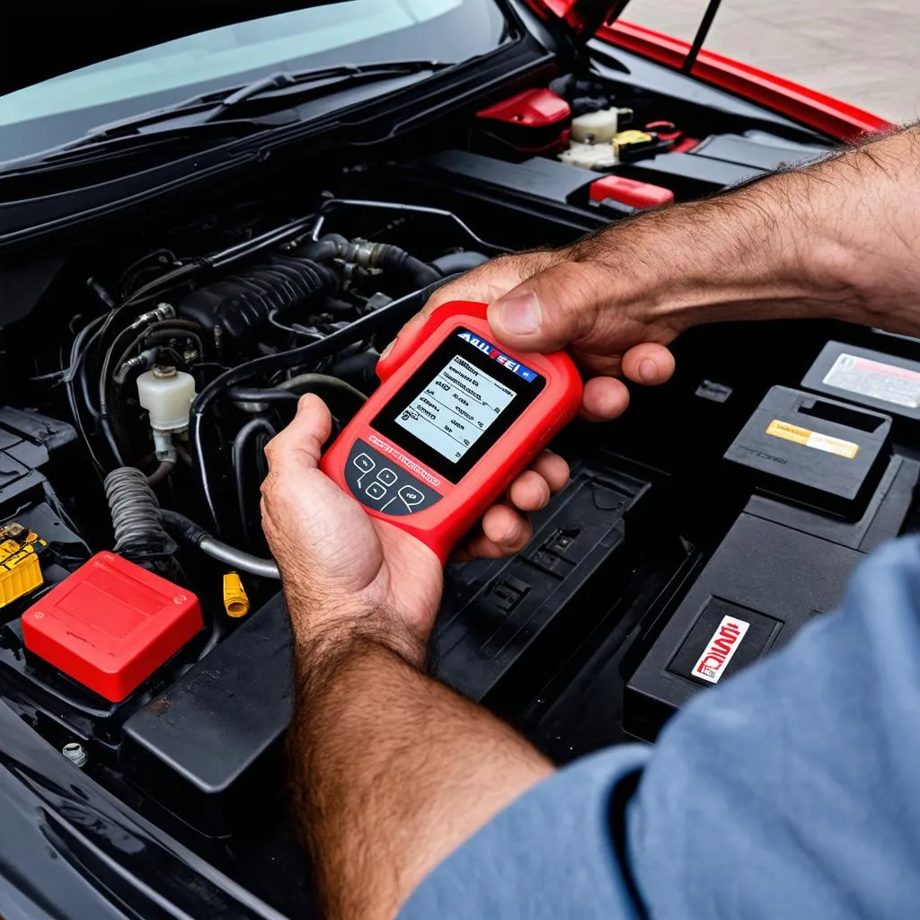 Autel TS408 being used by a mechanic