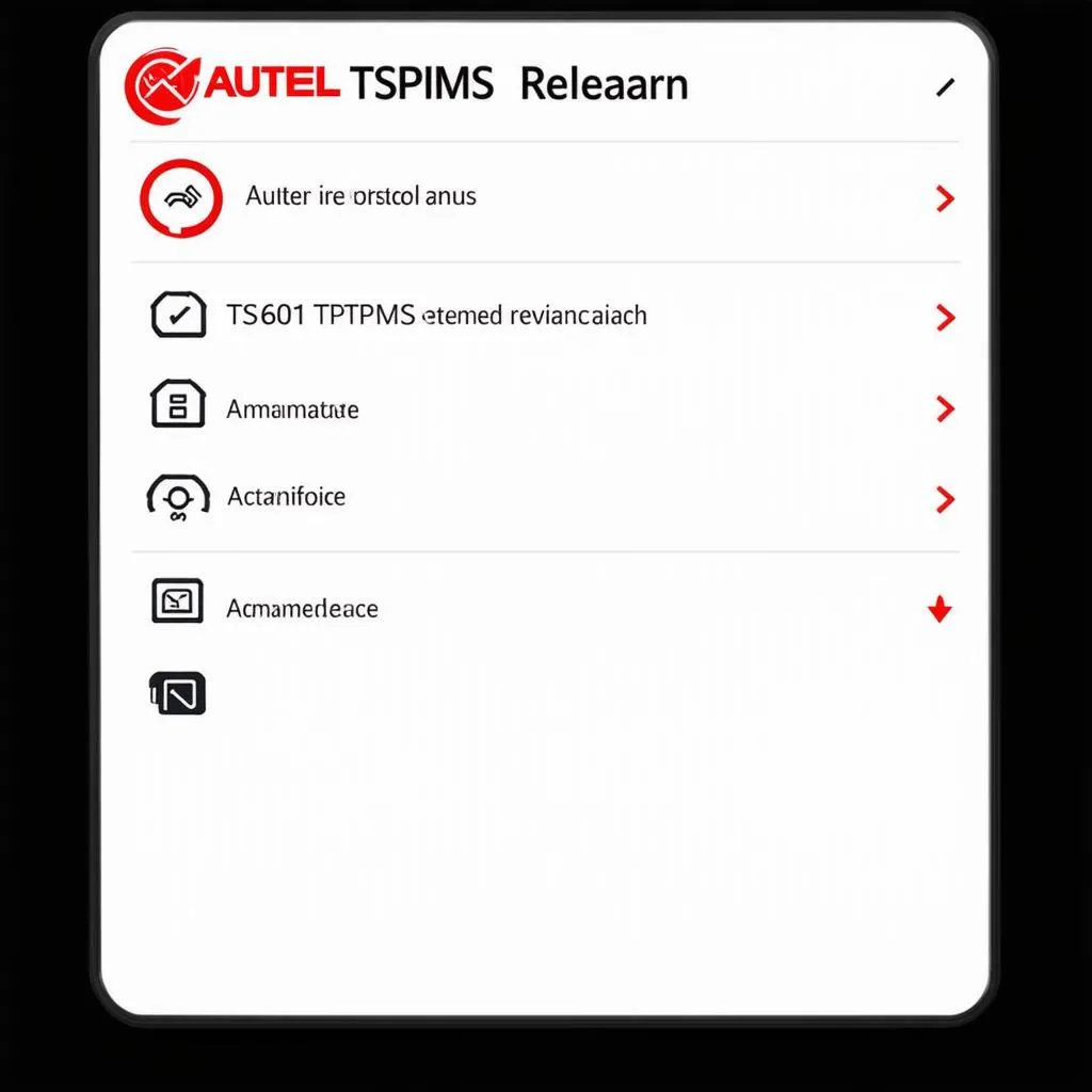 Autel TS601 User Interface