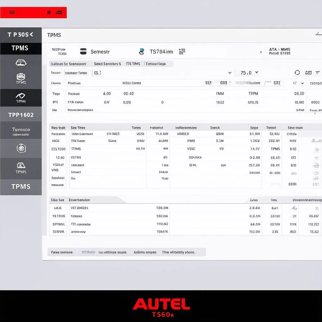 Autel TS608 TPMS screen