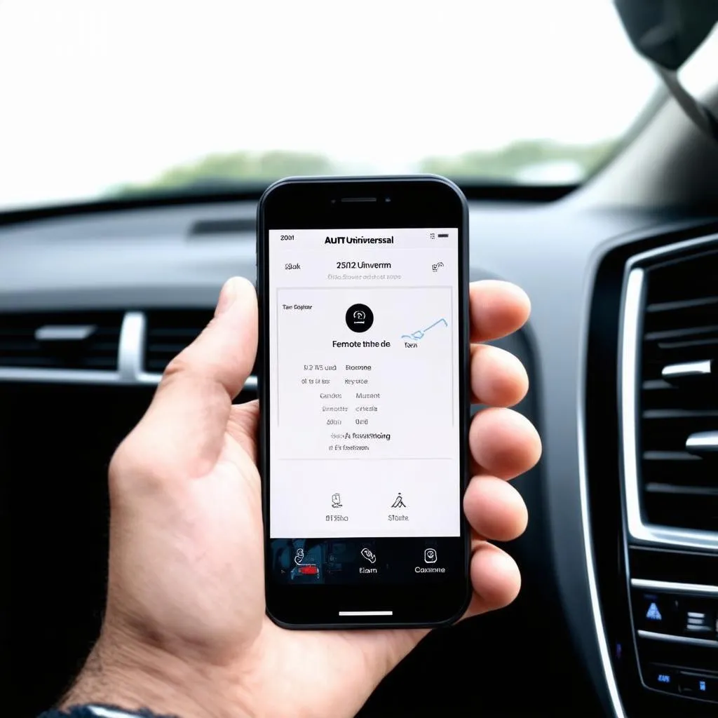 Autel universal remote app on a smartphone
