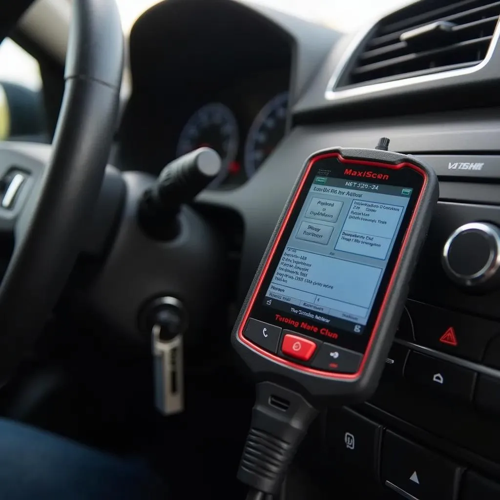 Autel MaxiScan VAG405 diagnosing a car