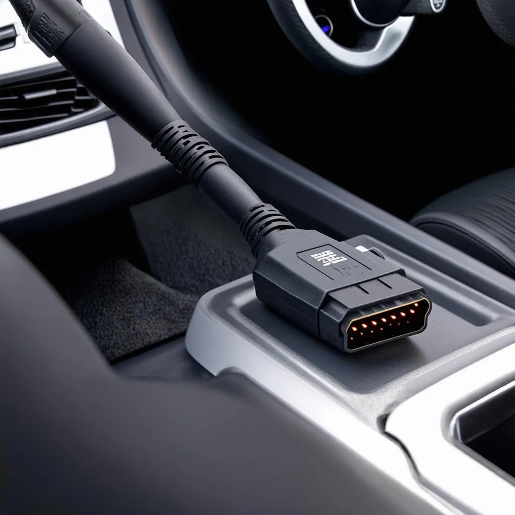 Autel VCI Cable connected to car's OBD port