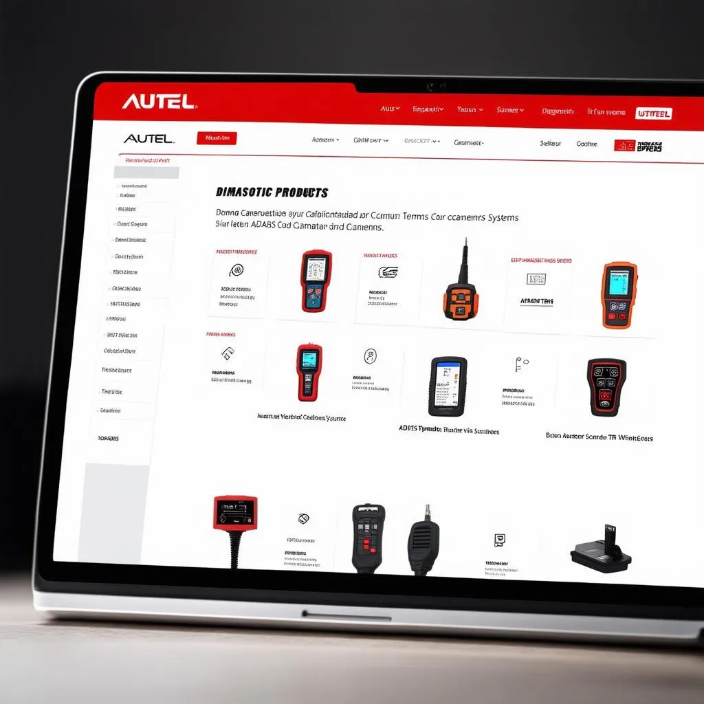 Screenshot of Autel website homepage