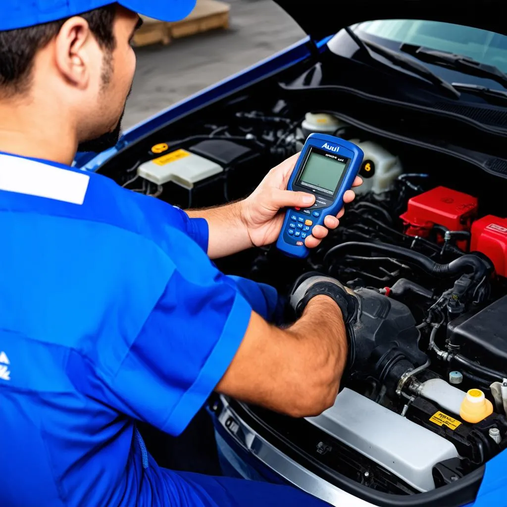 Mechanic using Autel X-Star