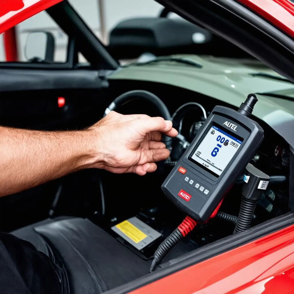 Autel diagnostic scanner in use