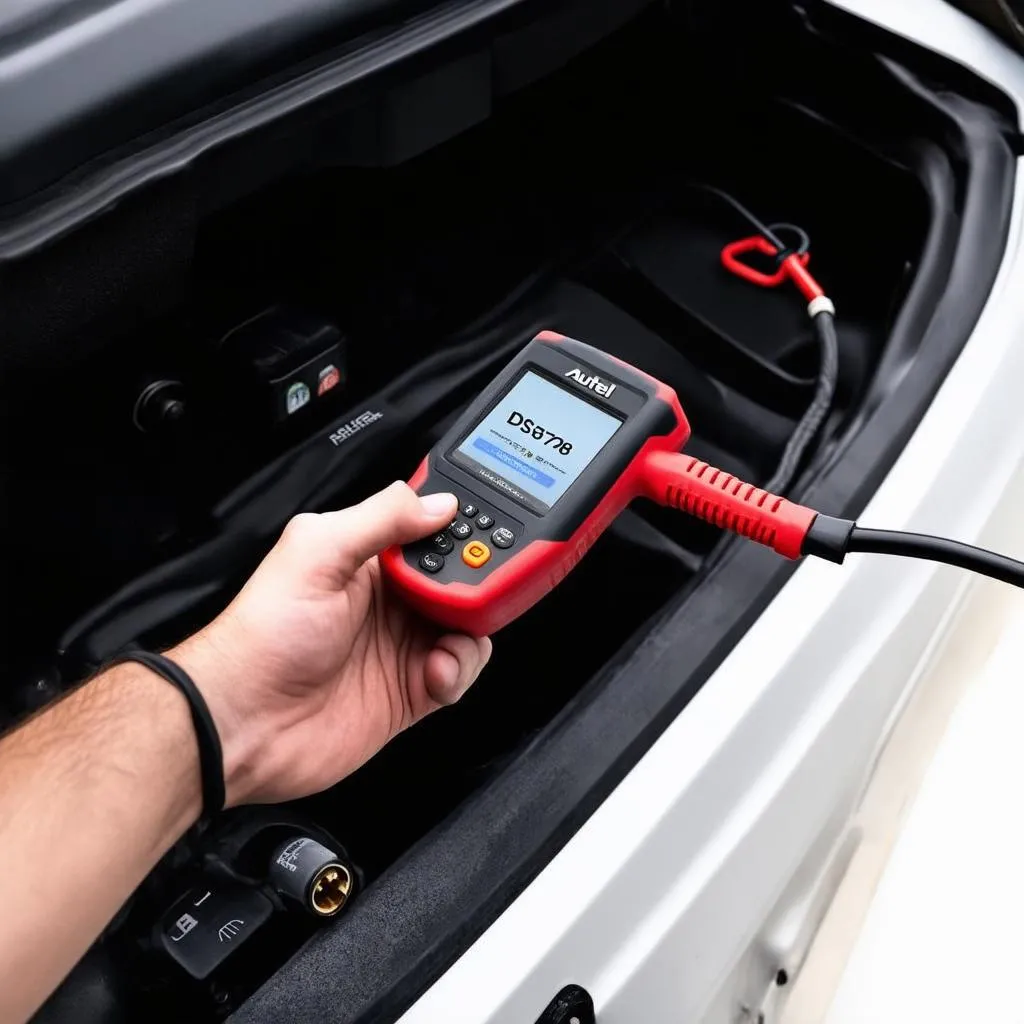 Autel DS708 Stylus connected to a car