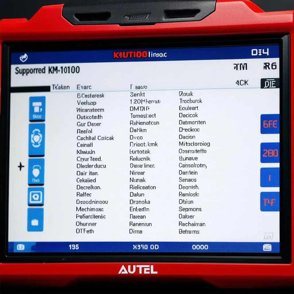 Autel KM100 Vehicle List