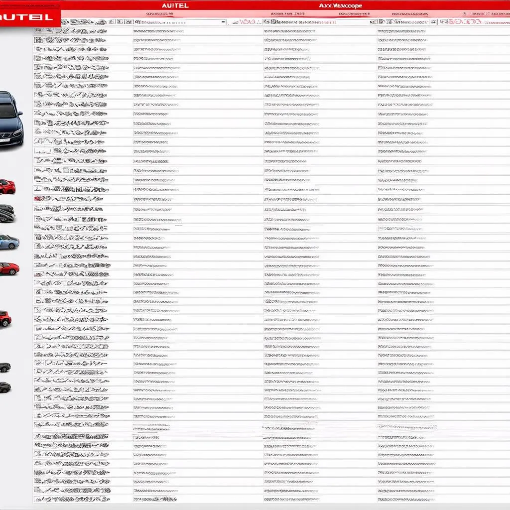 Autel Maxiscope displaying car compatibility information