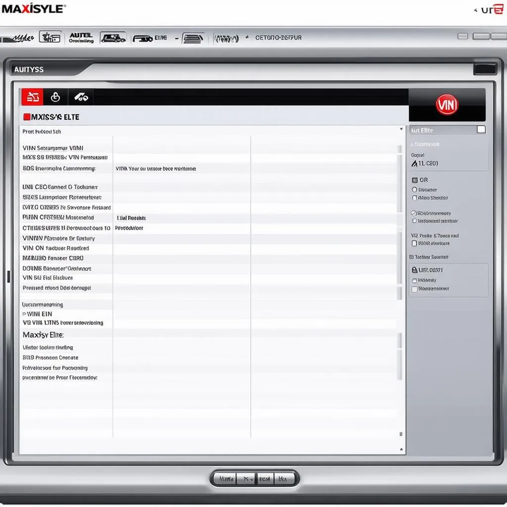 Autel Maxisys Elite Software Interface