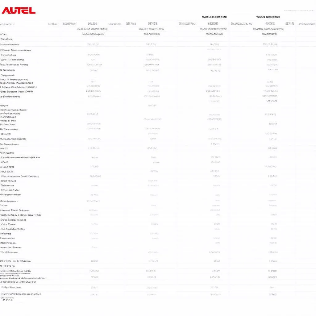 Autel Vehicle Compatibility Chart