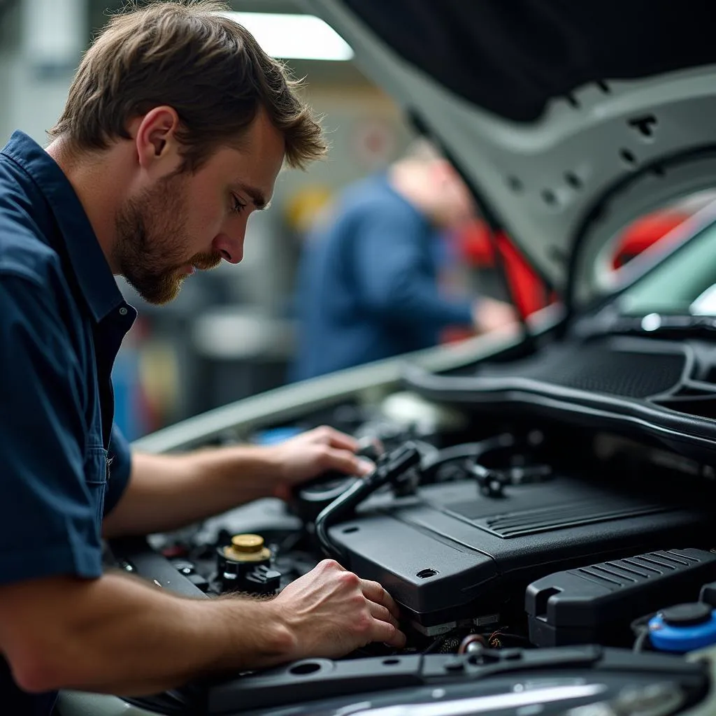 Auto Electrician Repairing Mercedes-Benz Electrical System