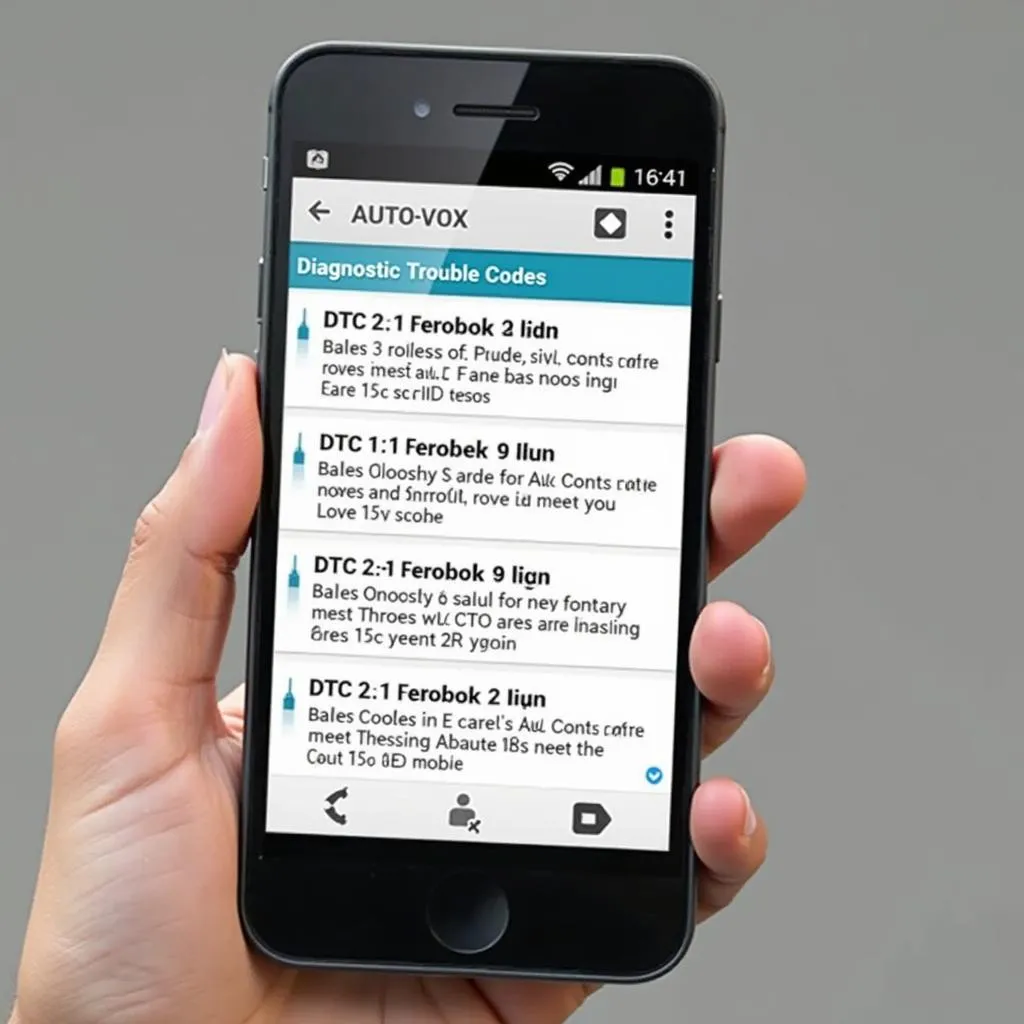 Auto-Vox App Displaying DTC Codes