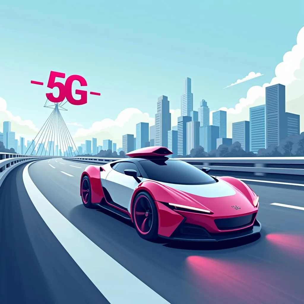 Autonomous Car on Highway Powered by T-Mobile 5G