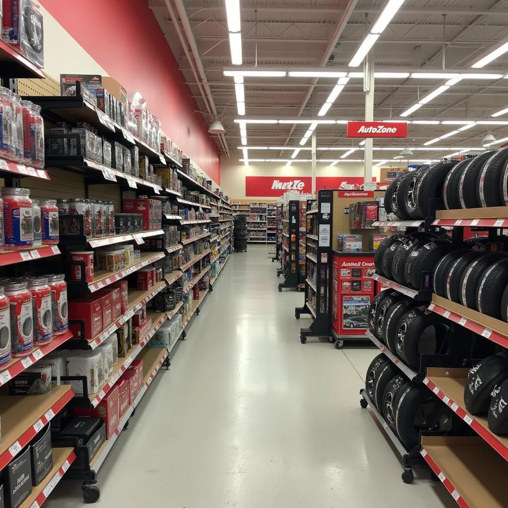 AutoZone store aisle with car parts