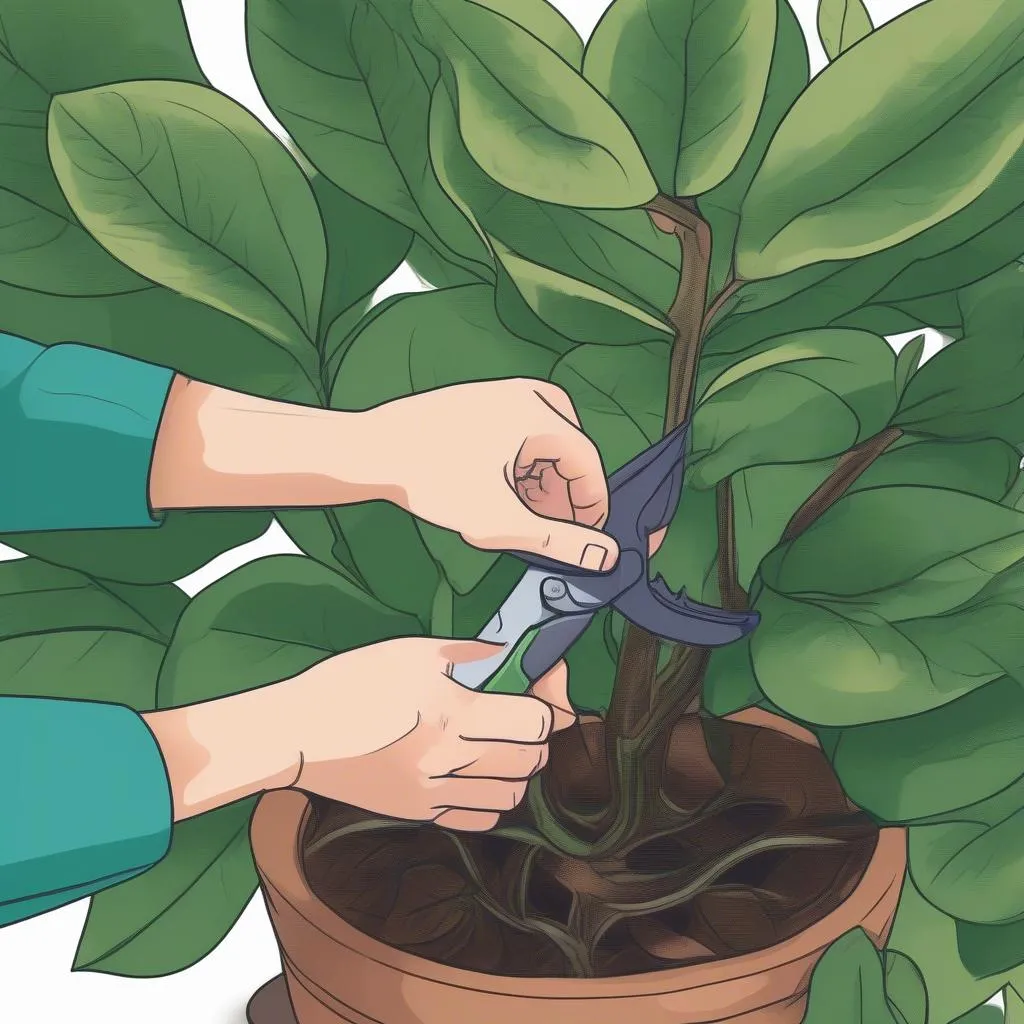 Pruning a Baby Rubber Plant