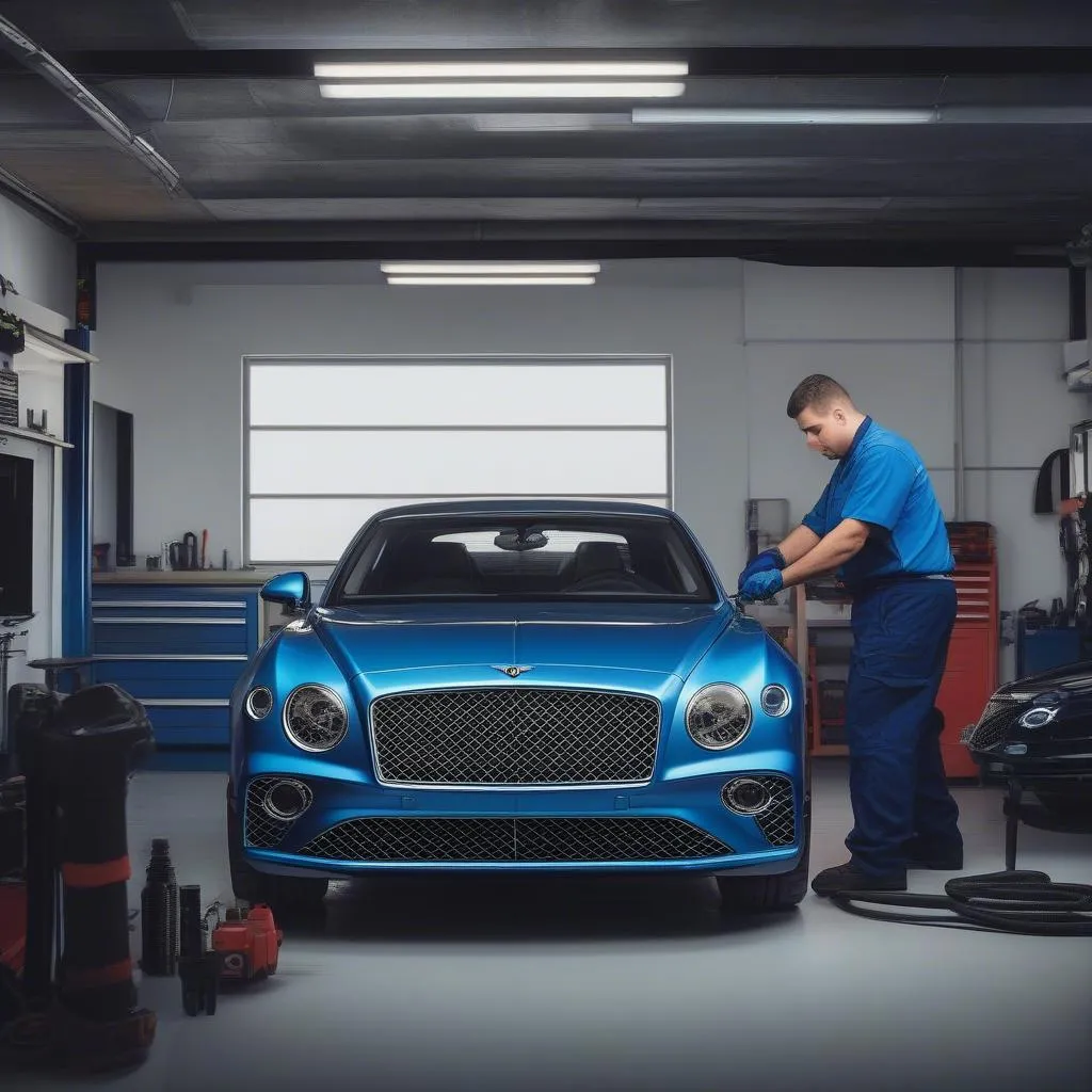 Bentley mechanic working