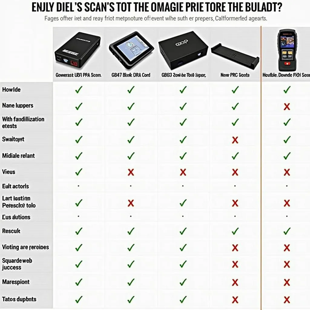 OBD2 Scan Tool Comparison Chart