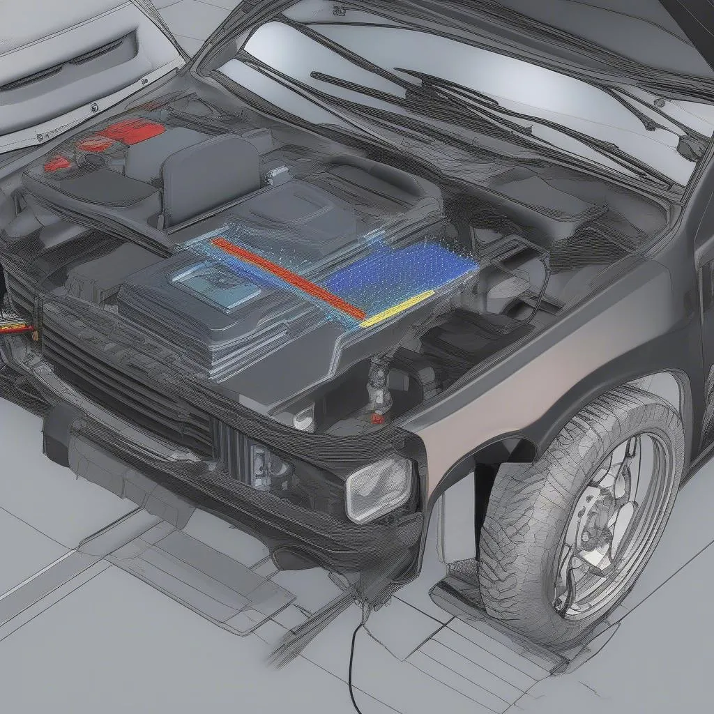 Car being diagnosed with a bi-directional scan tool