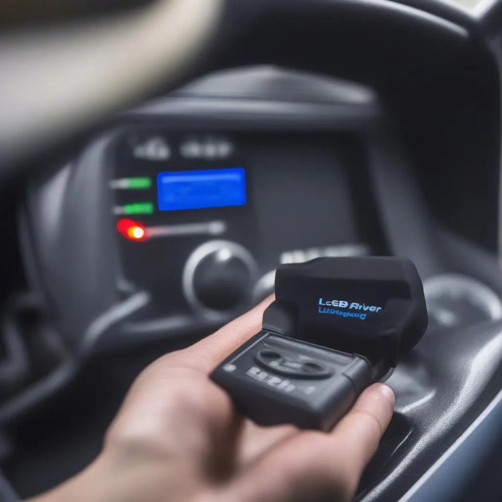 BlueDriver LSB2 connected to a car's OBD-II port