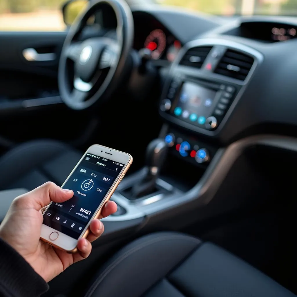 iPhone connected to a Bluetooth OBD2 Scanner