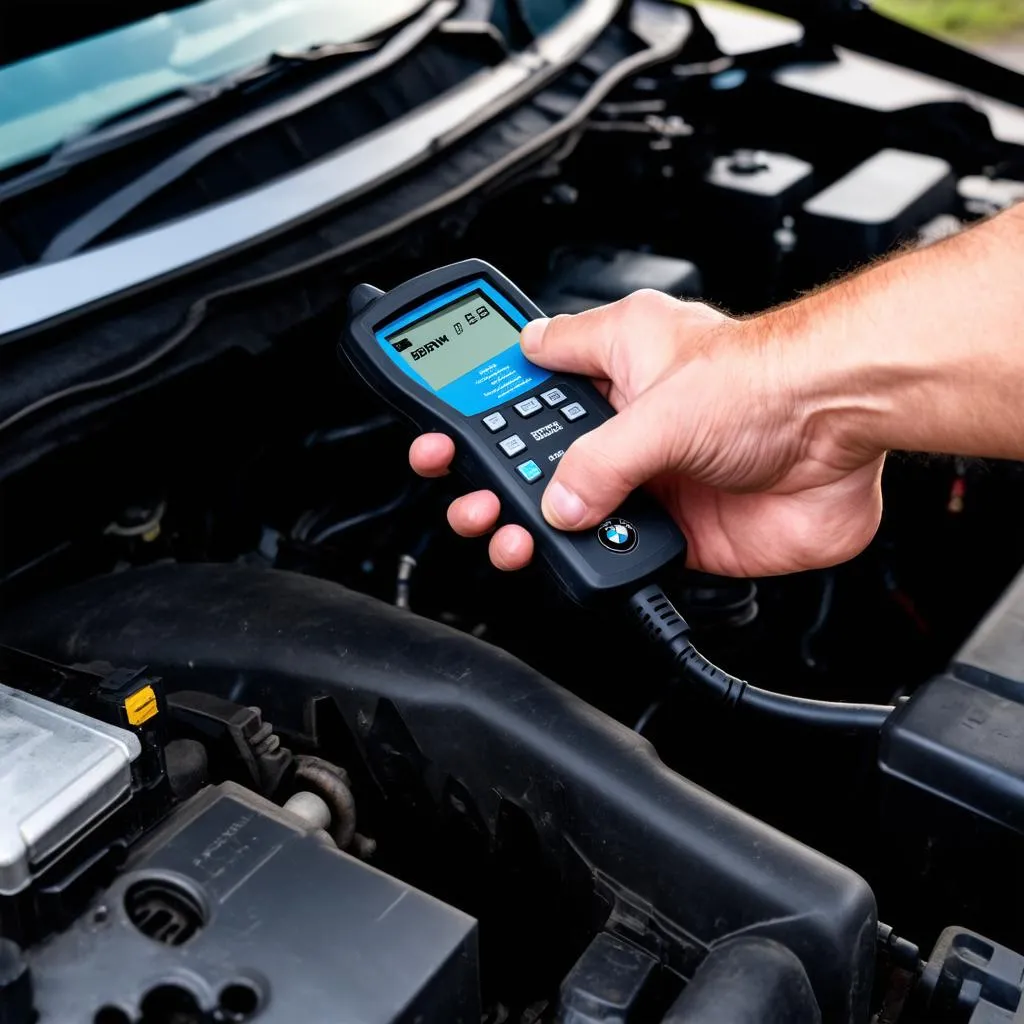 BMW Scan Tool in Mechanic's Hand