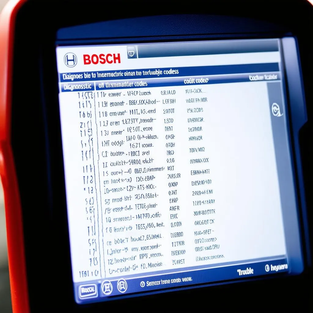 Bosch scan tool screen with error codes