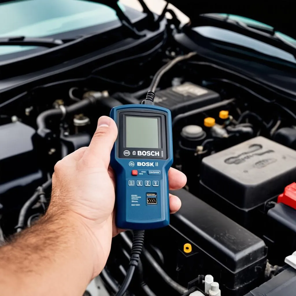 Bosch Scan Tool in a Mechanic's Hand