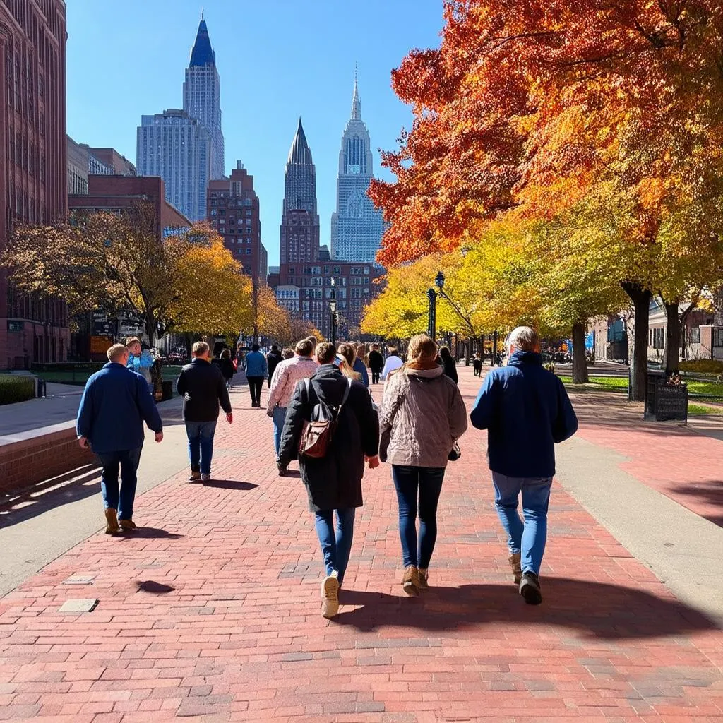 Tourists exploring the Freedom Trail