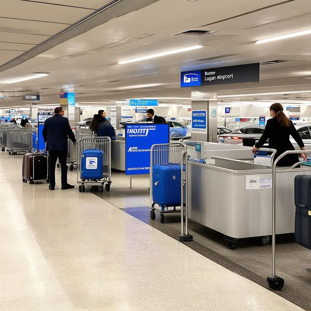 Car rental counters at Boston Logan Airport