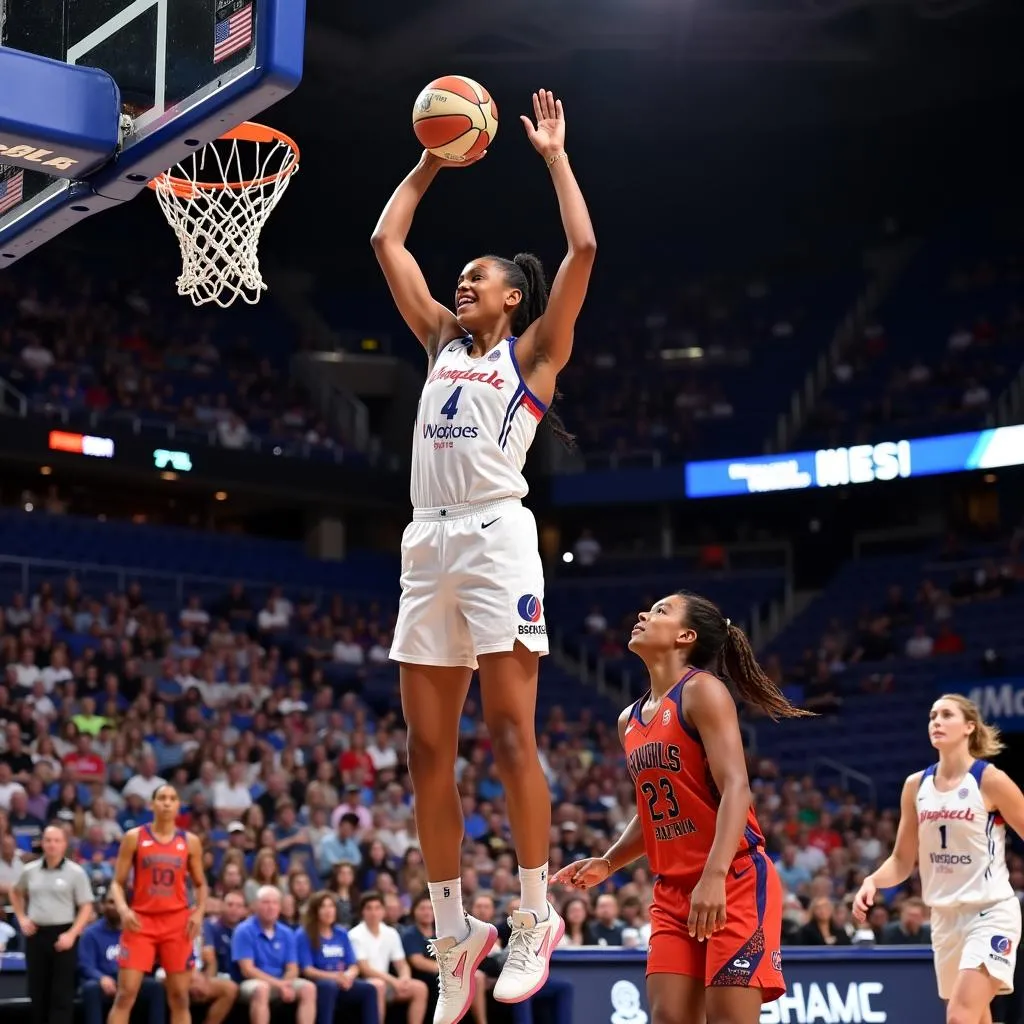 Brittney Griner dunking during a WNBA game