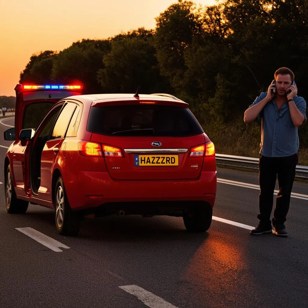 Car broken down on a highway