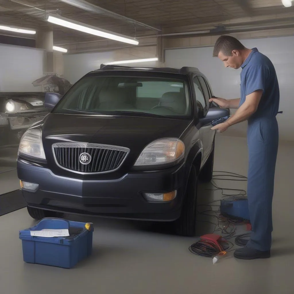 Buick Rendezvous with scan tool connected